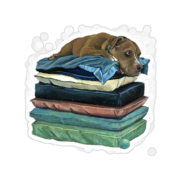 Art by Nicole Bruckman | The Pit Bull and the Pea | Kiss-Cut Stickers