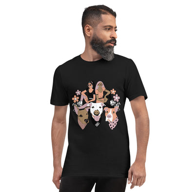 Roller Gals and their Doggy Pals by Almonte Design Studio | Short-Sleeve Unisex T-Shirt